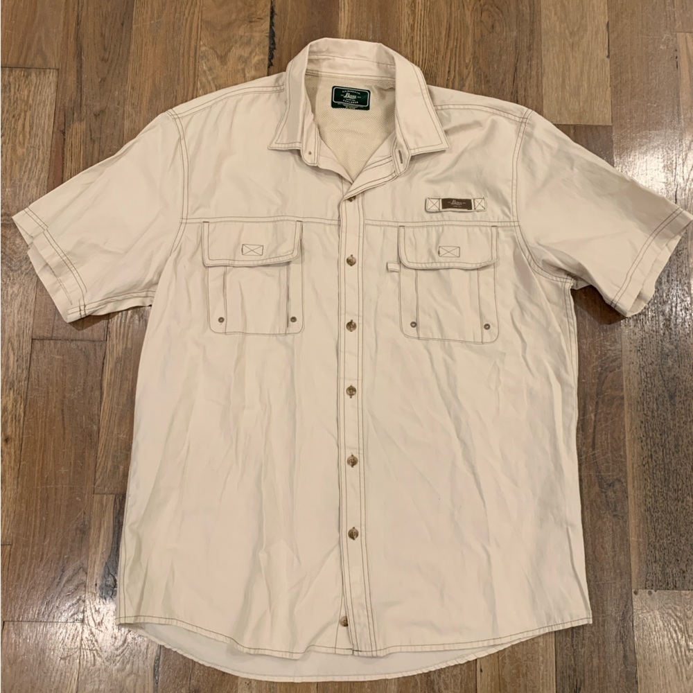 G.H Bass Explorer Maine Beige Short Sleeve Shirt Size XL